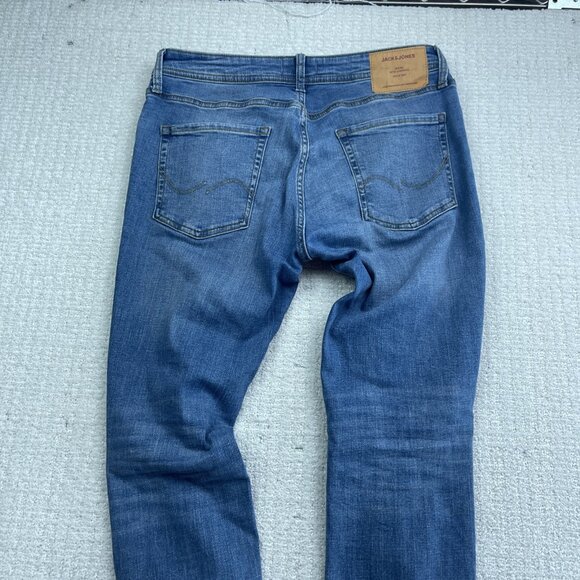 JACK & JONES Mens Liam Distressed Skinny Jeans W34 L32 Blue Cotton Punk Raw - Picture 8 of 9